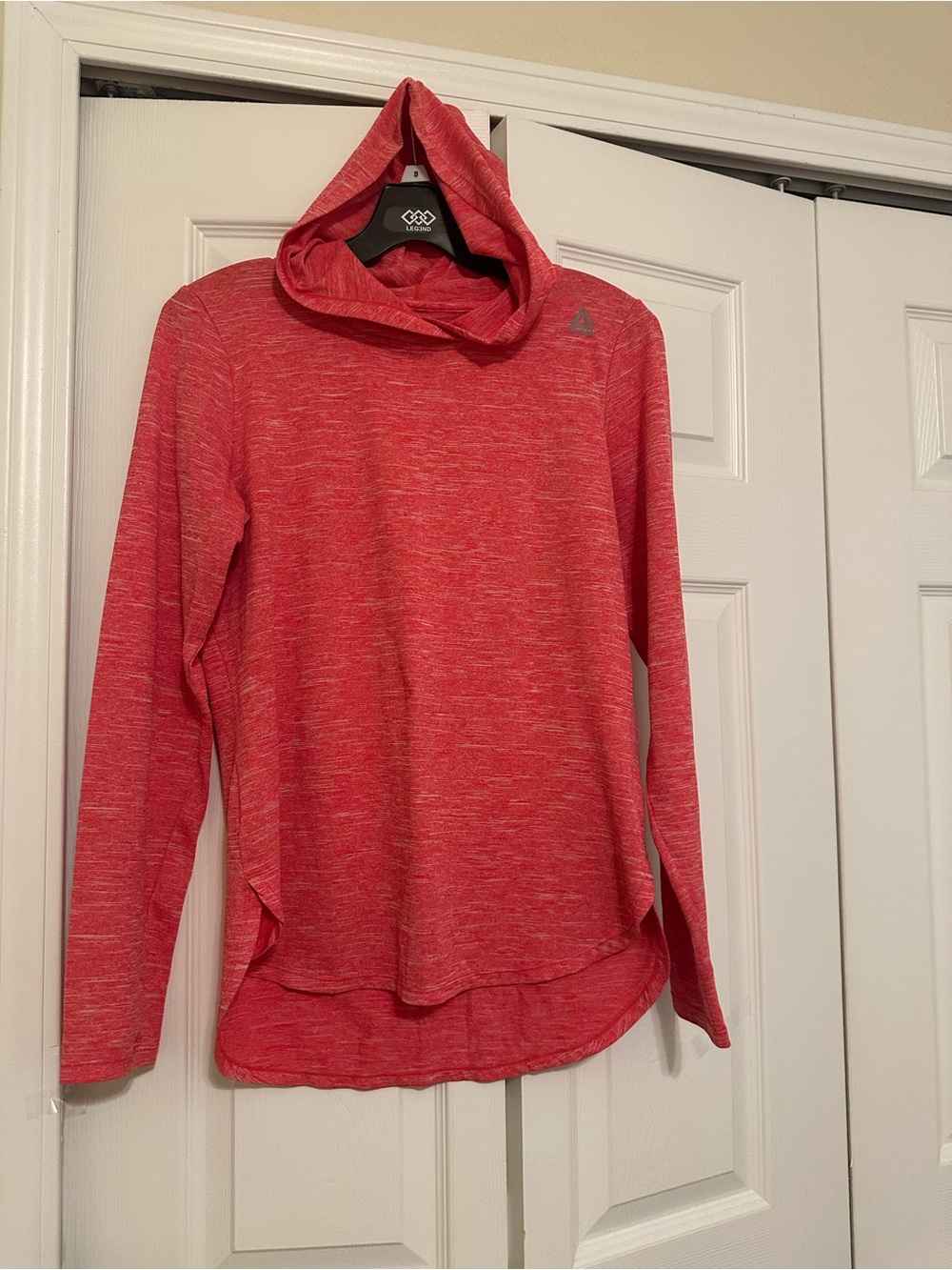 Reebok Pink Heathered Hooded Long Sleeve Pullover